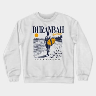 Vintage Surfing Duranbah, Gold Coast, Australia // Retro Surfer Sketch // Surfer's Paradise Crewneck Sweatshirt